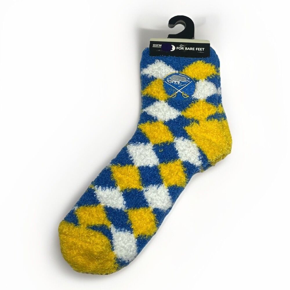 For Bare Feet Buffalo Sabres Argyle Cozy Socks One Size‎ Fits Most Blue And Gold